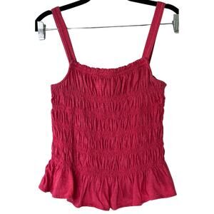 Universal Thread Pink Scalloped Stretch Sleeveless Tank Top Reg Size Large